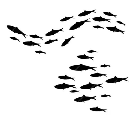 Premium Vector | School of fish Silhouette of group of sea fishes Colony of small fish Vector Fish Silhouette Printable, Tropical Fish Drawing Simple, School Of Fish Silhouette, School Of Fish Drawing, Ocean Silhouette, Fish Cut Outs, Fish Images, Fish Sketch, Fish Cartoon