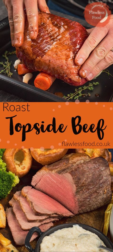 Slow Roast Lamb Leg, Roast Dinner Side Dishes, Topside Beef, Roast Dinner Recipes, Sunday Roast Dinner, Tender Roast Beef, Cooking Roast Beef, Beef Gravy, How To Roast