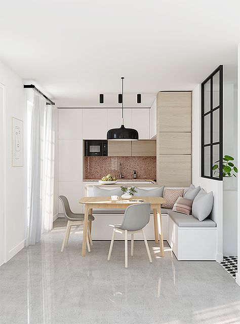 small-kitchen-design-eleni-psyllaki-my-paradissi-01 – Comparte Mi Moda Sales Design, Living Room And Kitchen Design, Kitchen And Dining Area, Kitchen Decor Apartment, Kitchen Benches, Small Kitchens, Small Room Design, Kitchen And Dining Room, Apartment Kitchen