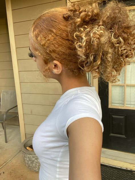 Honey Blonde Hair On 4c Hair, Curly Hair Dye Ideas Honey Blonde, Honey Blonde And Blonde Hair, Brown And Blonde 4c Hair, Natural Hair Dyed Blonde, Blonde Hair Black Women Curly, Sandstone Blonde Hair, Honey Brown Hairstyles, Curly Honey Blonde Hair