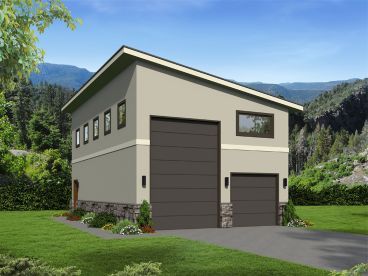 RV Garage with Loft, 062G-0174 Detached Workshop, Large Rv, Rv Shelter, Barn Office, Rv Garage Plans, Rv Carports, Contemporary Garage, Garage Plans With Loft, Backyard Garage