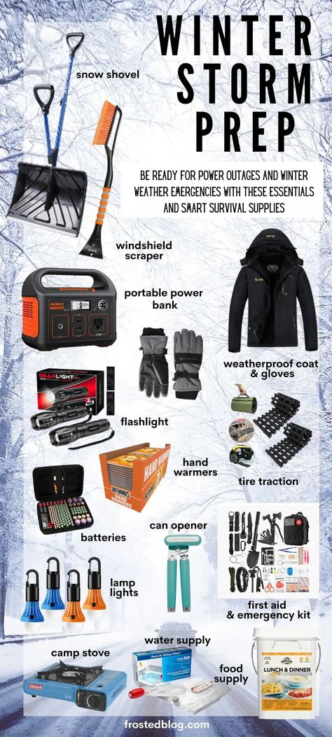 Power Outage Emergency Kit, Storm Prep List, Moving To Cold Weather Tips, Cold Weather Car Kit, Car Snow Emergency Kit, Supplies For Winter Storm, Storm Safety Kit, Storm Kit Emergency, Basic Emergency Preparedness