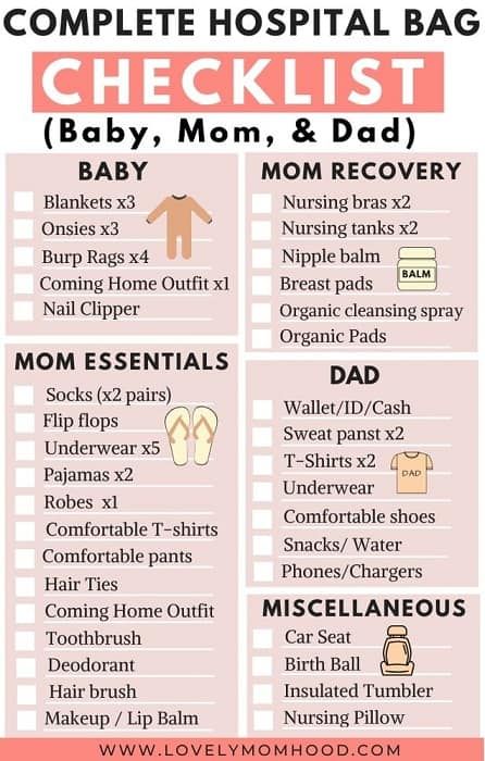 Packing your hospital bags for labor and delivery can feel really overwhelming. But... not today mama! Here is a complete hospital bag checklist printable for baby, mom, and dad so that everything and everyone is ready to go when you go into labor. #pregnancy #thirdtrimester #3rdtrimester #hospitalbag #hospitalbagchecklist #hospitalbagprintable Hospital Bag Checklist For Baby, Baby Hospital Bag Checklist, Hospital Bag For Mom To Be, Pregnancy Hospital Bag, Baby Hospital Bag, Baby Delivery, Bag Checklist, Newborn Baby Tips, Hospital Bag Checklist