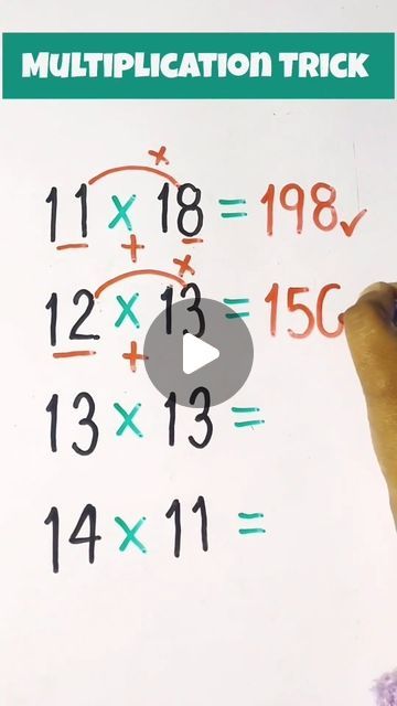 New Math Examples, Math Activities For Grades 3-5, Math Hacks Multiplication Tricks, Math Multiplication Tricks, Math Tricks Hacks, Math Tricks For Kids, Vedic Maths Tricks, Trick Math, Maths Hacks