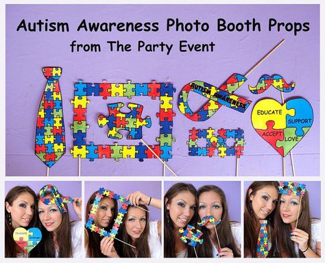 September Activities, Photobooth Props Printable, Puzzle Frame, Photos Booth, Fundraising Ideas, Spectrum Disorder, Create Awareness, Frozen Party, Booth Props