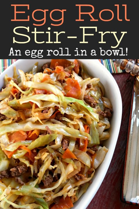 Egg Roll Stir Fry, Stir Fried Cabbage Recipes, Stir Fried Cabbage, Recipe With Cabbage, Fried Cabbage Recipes, Egg And Grapefruit Diet, South Your Mouth, Eggroll In A Bowl, Egg Roll In A Bowl