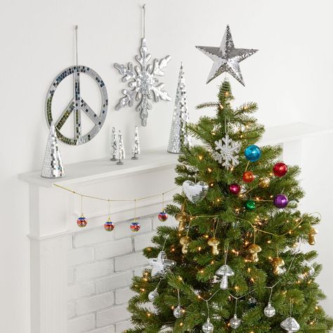 Disco Holiday Decor Collection - World Market Disco Ball Tree, Rainbow Disco Ball, Snowflake Decor, Star Tree Topper, Snowflake Decorations, Wreaths & Garlands, Christmas Ornament Sets, Snowflake Ornaments, Christmas Tree Ideas