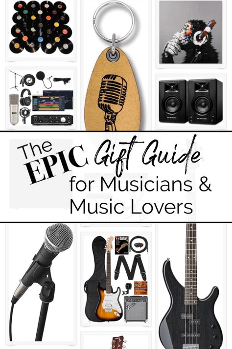 The Epic Gift Guide for Musicians and Music Lovers Guitar Gifts For Him, Gift Ideas For Musicians, Gift Ideas For Music Lovers, Gifts For Guitar Players, Studying Music, Band Gifts, Gifts For Musicians, Gifts For Music Lovers, Guitarist Gifts