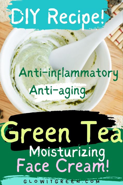 Get a green tea moisturizing face cream recipe at Glowitgreen.com! Chock full of natural ingredients, this cream helps moisturize, ease lines and wrinkles, and clear up spots and blemishes! Diy Facial Moisturizer, Diy Green Tea, Face Cream Diy, Green Tea Moisturizer, Green Tea Skin, Green Tea Cream, Face Cream Recipe, Diy Face Cream, Green Tea Facial