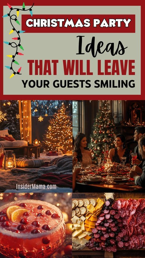 Holiday Party On A Budget, Christmas Hosting Ideas Fun Games, Hosting A Holiday Party, Old Fashioned Christmas Party Ideas, How To Host A Christmas Party, Hosting Christmas Dinner Decor, Hosting Christmas Ideas, Christmas Party Set Up Ideas, Small Christmas Party Ideas