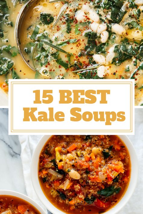 Gather the family for a healthy and delicious dinner with these 15 kale soup recipes, perfect for a nourishing family meal. Soup Recipes With Kale, Soup Kale Recipes, Soup Kale, Kale Crockpot Recipes, Healthy Kale Soup, Kale Squash Soup, Cabbage And Kale Soup, Veggie Soup With Kale, Kale And Cabbage Soup