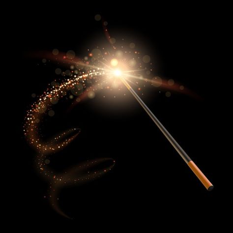 Wizard magic wand. sparkles wizard glitt... | Premium Vector #Freepik #vector #background #gold #star #light Wizard Stick, Magical Stick, Sparkle Sticks, Fantasy Magician, Magician Wand, Clever Marketing, Wizard Magic, Beautiful Universe, Wooden Wand