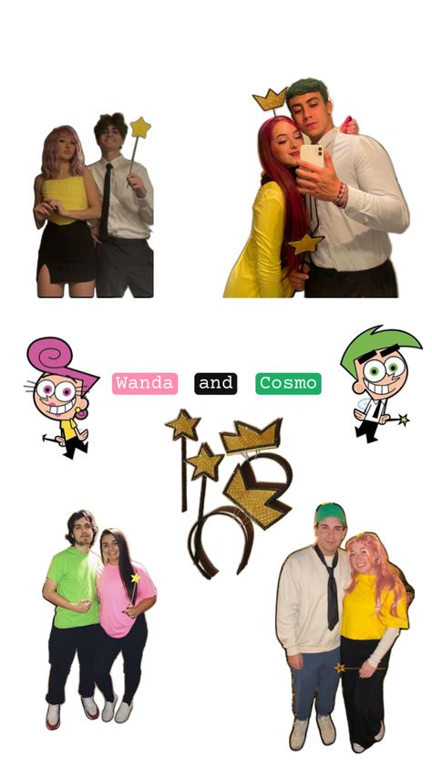 Halloween couples costume ideas Niche Couples Costume Ideas, Cosmo Wanda Costume, Wanda And Cosmo, Halloween Couples Costume Ideas, Wanda Costume, Cosmo Und Wanda, Cosmo And Wanda Costume, Couples Costume Ideas, School Halloween Costumes