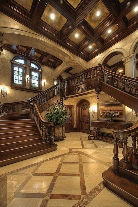 😜 Old Mansion Aesthetic, Minecraft Castle Ideas, Mansion Living Room, Mansion Aesthetic, Double Staircase, Ceiling Design Ideas, Dream Mansion, Dream Life House, Tuscan House