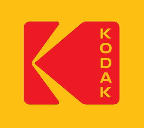 The new logo returns to a variation of the red and yellow marque originally used by Kodak during the 1970s and 1980s. Kodak Branding, Telecommunications Logo, Cereal Logo, Mattel Logo, Kodak Logo, Red And Yellow Logo, 80s Logo, Logos Retro, Typographic Logo Design