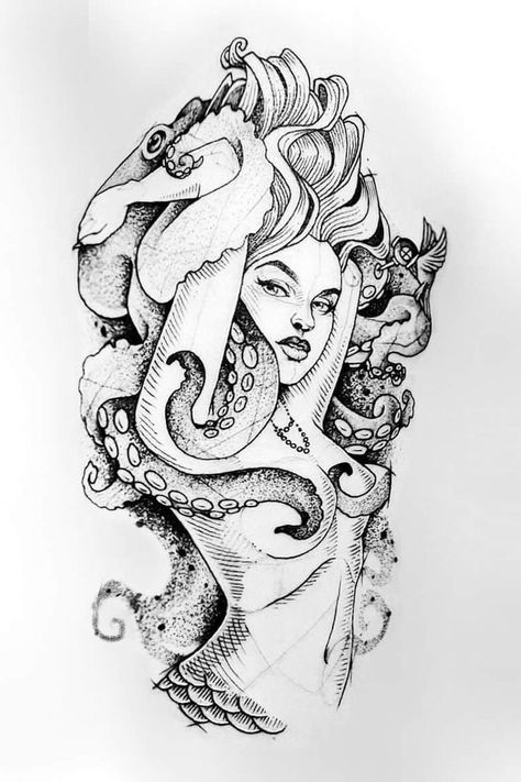 Siren Tattoo, Mermaid Tattoo Designs, Sweet Tattoos, Mermaid Drawings, Mermaid Tattoo, Mermaid Tattoos, Tattoo Style Drawings, Tattoo Art Drawings, Mermaid Art