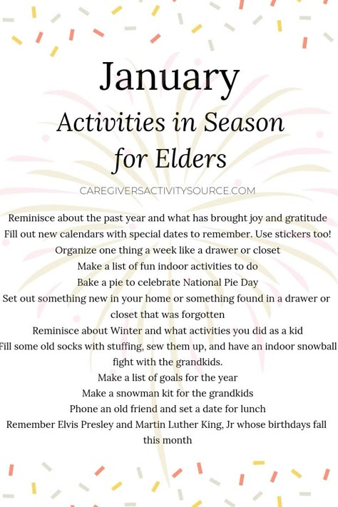 10 January Activities to do With a Senior Activity Director Ideas, Senior Citizen Activities, Assisted Living Activities, Memory Care Activities, Senior Assisted Living, Activities Director, Senior Living Activities, Alzheimers Activities, Nursing Home Activities