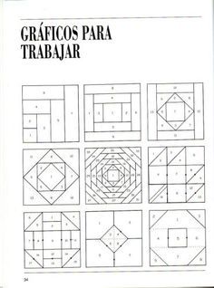 PATCHWORK: curso rápido « Variasmanualidades's Blog                                                                                                                                                                                 Más Vintage Nakışlar, Paper Quilt, Patchwork Clothes, Quilt Square Patterns, Paper Pieced Quilt, Barn Quilt Patterns, Patchwork Quilt Patterns, Paper Piecing Quilts, Paper Piecing Patterns