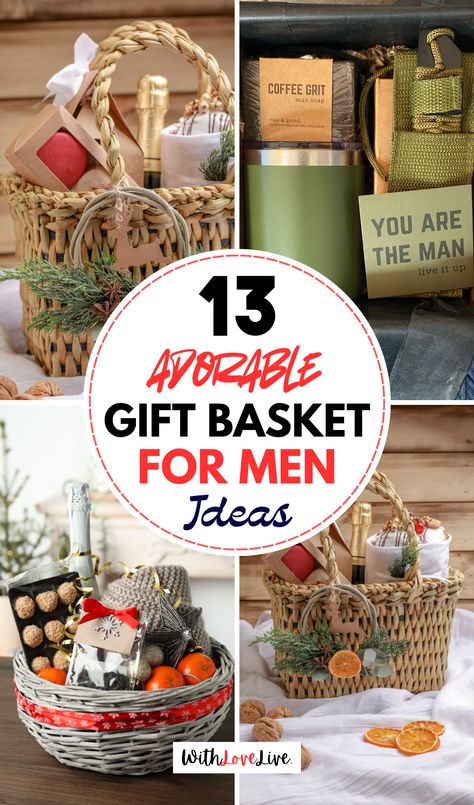 🎉 Unwrap the best gift basket ideas for men that blend style, function, and fun! Whether it’s a birthday, anniversary, or just because, our guide has you covered. 🎈 Dive into our creative picks and don’t forget to save this pin for when you need a quick and impressive gift solution! Gift Packaging Ideas For Men, Mens Gift Basket Ideas Christmas, Men Gift Basket Ideas For Him, Christmas Gift Baskets For Men, Diy Gift Baskets For Men, Best Gift Basket Ideas, Bourbon Gifts Basket, Mens Gift Basket Ideas, Gift Basket Ideas For Men