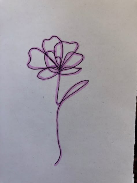 Minimal Violet Tattoo, Purple Outline Tattoo, Violet Tattoo Flower Simple, Tiny Violet Flower Tattoo, Simple Violet Drawing, Sapphic Violet Tattoo, How To Draw A Violet Flower, Viola Tattoo Flower, Violet Fine Line Tattoo