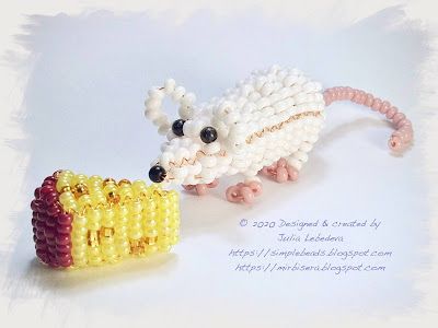 Mouse With Cheese, Beaded Animals Tutorial, Seed Bead Patterns Free, Wire Animals, Free Beading Tutorials, Bead Animals, Seed Bead Projects, 3d Beading, Seed Bead Crafts