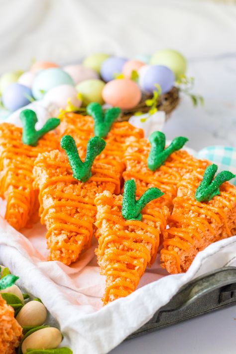 Bunny Rice Krispie Treats, Easter Rice Crispy Treats, Easter Rice Krispies, Easter Treat Ideas, Easter Pastries, Carrot Rice, Easter Rice Krispie Treats, Easter Deserts, Spring Snacks