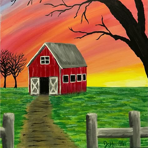 Rustic Red Barn Painting Home Decor Wall Art Handmade Farm Mountains Fence My Original Acrylic Painting. Handmade Painted And Signed By Me Nh Seacoast Native Artist On Unframed Back Stapled, Stretched Canvas. Sealed For Protection Ready And Easy For You To Hang As Is Or Frame Sides Painted Frame Not Included Custom Orders Accepted. This Painting Has Sold And Will Be Painted To Order, And May Be Slightly Different Than Picture Shown. This Just Means That Every Painting Is A New, Beautiful, Unique Farm Scene Painting, Red Barn Painting, Farm Animal Paintings, Animal Paintings Acrylic, Arte Aesthetic, Farm Paintings, Barn Painting, Wood Painting Art, Country Paintings