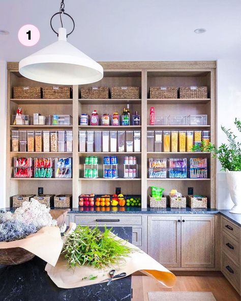 Whether you have a small pantry, a walk-in pantry, or any size pantry- we can help you organize it and create storage systems that work for you! Utilize that pantry wall space for shelves, create a space for bins, and categorize your dry goods by cuisine to make cooking at home even easier! Get inspired by these pantry organization ideas for your own kitchen refresh. Pretty Pantry, Dream Pantry, Home Pantry, Professional Organization, Perfect Pantry, Meat And Potatoes, Pantry Wall, Small Pantry, Home Edit