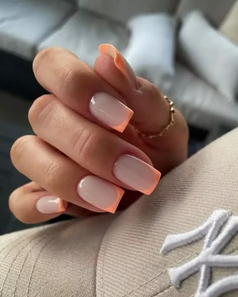 Save this pin for gorgeous peachy nail inspiration that will take your style to the next level. Elevate your look with trendy nail designs perfect for any occasion. #NailInspo #PeachyNails #FashionTrends Peach And White Nails Acrylic, Simple Peach Nails, Peachy French Nails, Peach French Tips, Short Peach Nails, Peach French Tip Nails, Peach Gel Nails, Persian Kabob Recipe, Peach Nails With Designs