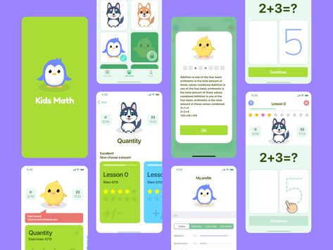 Learning App Ui Design, Kids App Design, Gym App, Kids Learning Apps, Educational Apps For Kids, Math Apps, App Design Layout, Kids Web, Mobile App Games