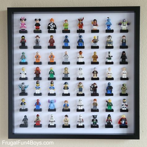 LEGO Minifigure Display with IKEA Frames Ikea Toy, Lego Minifigure Display, Minifigure Display, Ikea Toy Storage, Ikea Toys, Lego Men, Lego Bedroom, Ikea Kids Room, Lego Organization