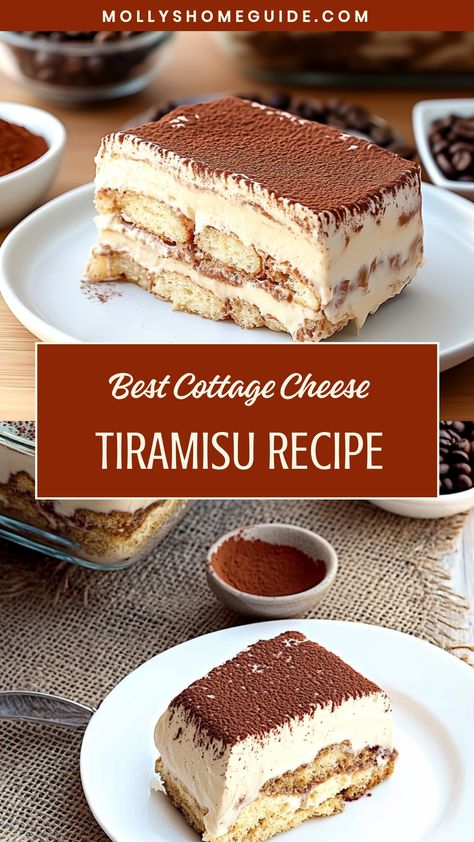 Indulge in a delightful twist on a classic dessert with this mouthwatering cottage cheese tiramisu recipe. Whether you're hosting a dinner party or simply treating yourself to something special, this unique dessert is sure to impress your taste buds and leave you wanting more. Give this easy-to-follow recipe a try and experience the perfect balance of sweetness and tanginess that cottage cheese brings to this Italian favorite.  Ingredients 2 large yolks 2 cups heavy cream or whipping cream 16 ou Cottage Cheese Dinner Recipes, Dessert Cottage Cheese, Chocolate Cottage Cheese, Cottage Cheese Dinner, Low Calorie Pancakes, Cottage Cheese Recipe, Protein Cottage Cheese, Cottage Cheese Desserts, Cottage Cheese Pancakes