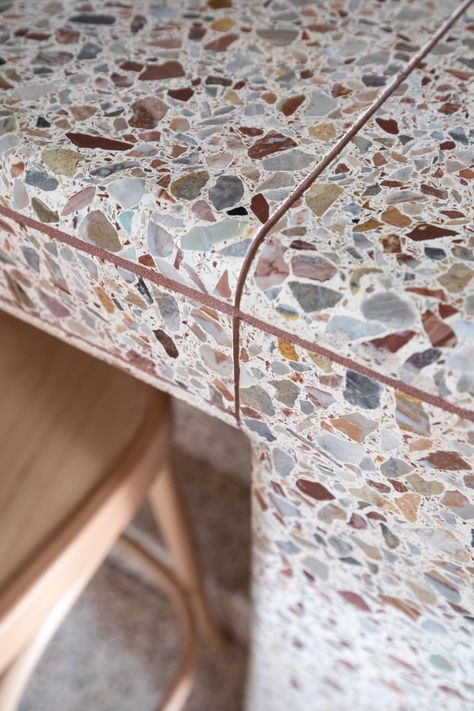 Rosaio Terrazzo Tile Kitchen, Terrazzo Bar, Colour Of The Year 2023, Cool And Warm Tones, Tiles Terrazzo, Colour Study, Kitchen Benchtops, Pantone Colour Of The Year, Terrazzo Tile