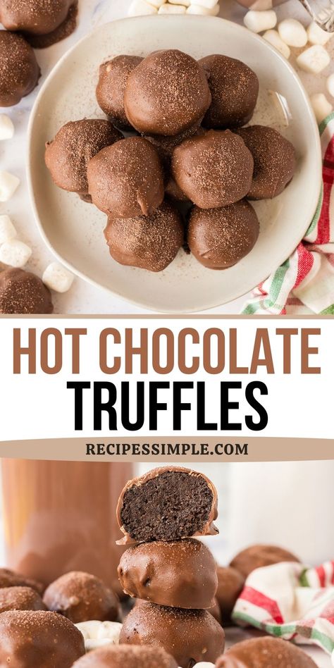 Hot Chocolate Truffles, Oreo Ball Recipe, Xmas Truffles, Hot Cocoa Truffles, Hot Chocolate Cake Pops, Truffles Recipes, Chocolate Truffles Christmas, Hot Chocolate Balls, Fillings For Chocolates