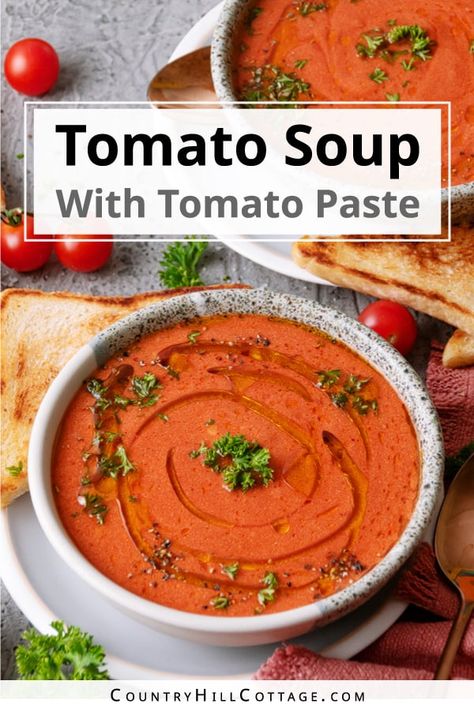 Tomato Soup Tomato Paste, Tomato Paste Tomato Soup, Pantry Tomato Soup, Uses For Tomato Paste, Tomato Paste Soup, Tomato Soup Recipe With Tomato Paste, Tomato Soup With Tomato Juice, Tomato Soup From Tomato Paste, Recipes Using Tomato Paste