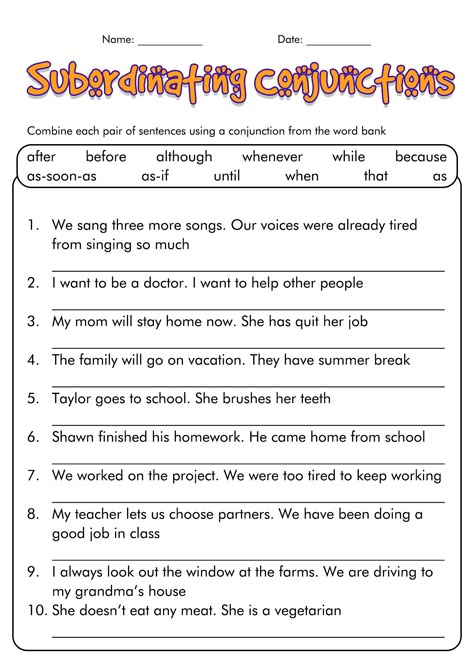 Subordinating Conjunctions Worksheets Conjunctions Worksheet Grade 3, Subordinating Conjunctions Worksheets, Conjunctions Worksheet 5th Grade, Conjunction Worksheet, Conjunctions Activities, Conjunctions Worksheet, Guided Reading Lesson Plans, Subordinating Conjunctions, Punctuation Worksheets