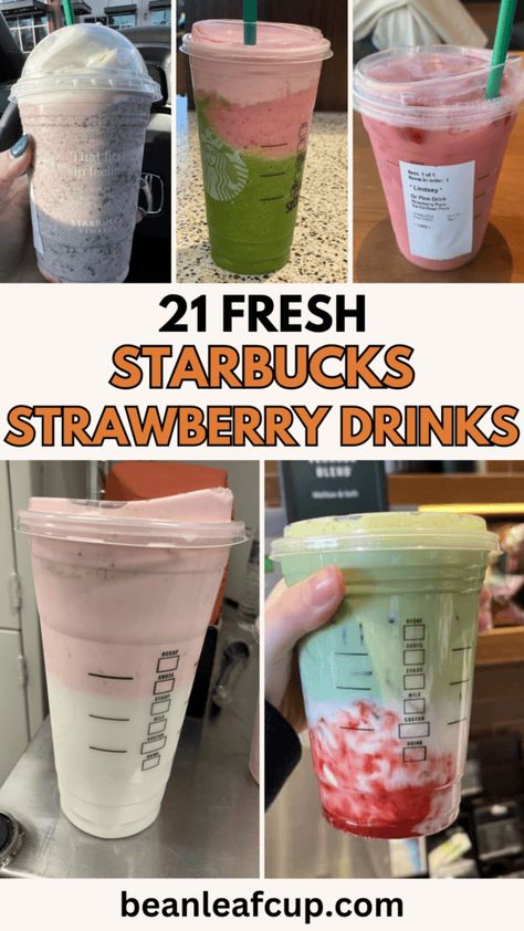 Discover the 21 best Starbucks strawberry drinks! From refreshing iced options to creamy frappuccinos, find your new favorite! Starbucks Strawberry Drinks, Starbucks To Try, Strawberry Starbucks Drink, Homemade Starbucks Recipes, Starbucks Caramel Drinks, Diy Iced Coffee, Peach Green Tea Lemonade, Matcha Frappuccino, Matcha Frappe