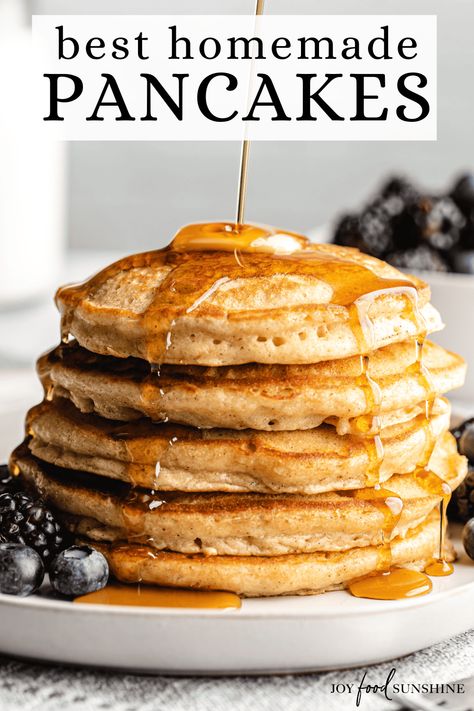 The best easy pancake recipe! These fluffy pancakes are homemade from scratch with simple ingredients. They are Infused with hints of cinnamon and vanilla, light & moist and so easy to make! Best Pancake Batter Recipe, Pancake Batter From Scratch, Homade Pancakes Recipe, Best Easy Pancake Recipe, Pancake Recipe Homemade, Pancake French Toast, Baking Meals, Easy Pancake Batter, Homemade Pancake Batter