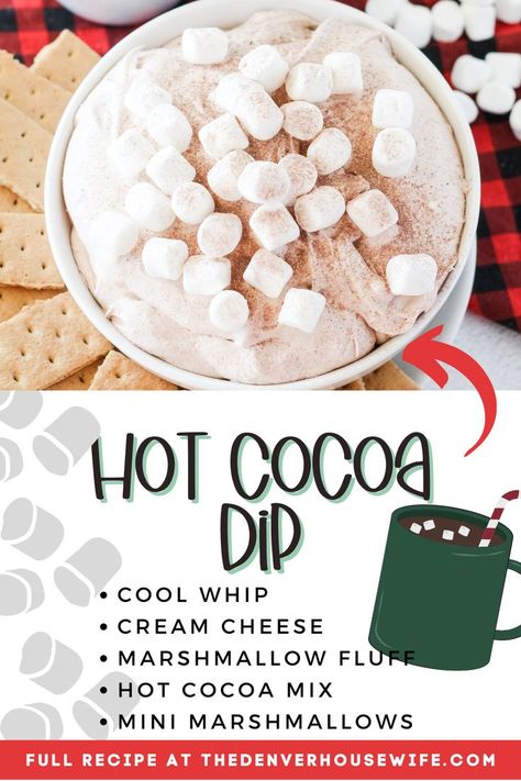 Hot Cocoa Dip With Cream Cheese, Hot Chocolate Dip With Cream Cheese, Hot Chocolate Cheesecake Dip, Hot Cocoa Cheesecake Dip, Christmas Fluff Dip, Hot Coco Dip, Hot Cocoa Dip Recipe, Christmas Dessert Dip, Brunch Apps