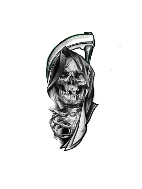 Kamatayan Tattoo, Evil Tattoos For Men, Santa Muerte Tattoo For Men, Santa Muerte Drawing, Grim Reaper Tattoo Designs, Santa Muerte Tattoo, Bracelet Tattoo For Man, Traditional Tattoo Drawings, Tato Tradisional