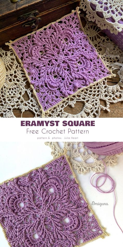 Afghan Squares, Granny Square Crochet Patterns Free, Crochet Mandala Pattern, Crochet Motif Patterns, Crochet Blocks, Crochet Square Patterns, Crochet Mandala, Granny Square Crochet Pattern, Crochet Free