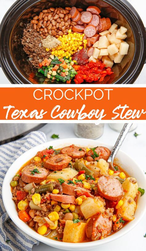 Texas Cowboy Stew, Stew Recipes Crockpot, Cowboy Stew, Crockpot Recipes Beef Stew, Crockpot Healthy, Easy Crockpot Dinners, Texas Cowboy, My Homies, Easy Healthy Dinner