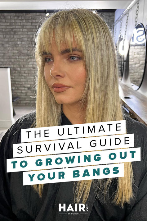 Click through for expert advice, plus browse hairstyles for growing out bangs that can help you bypass that awkward in-between stage. Growing Out Bangs Hairstyles Long Hair, Haircuts For Bangs Growing Out, Grow Out Curtain Bangs, Grow Out Fringe Hairstyles, Hairstyles For Pulling Back Bangs, Growing Out Curtain Bangs Haircut, Hair Styles For Grown Out Bangs, Haircut To Grow Out Bangs, Growing Out A Fringe Hairstyles