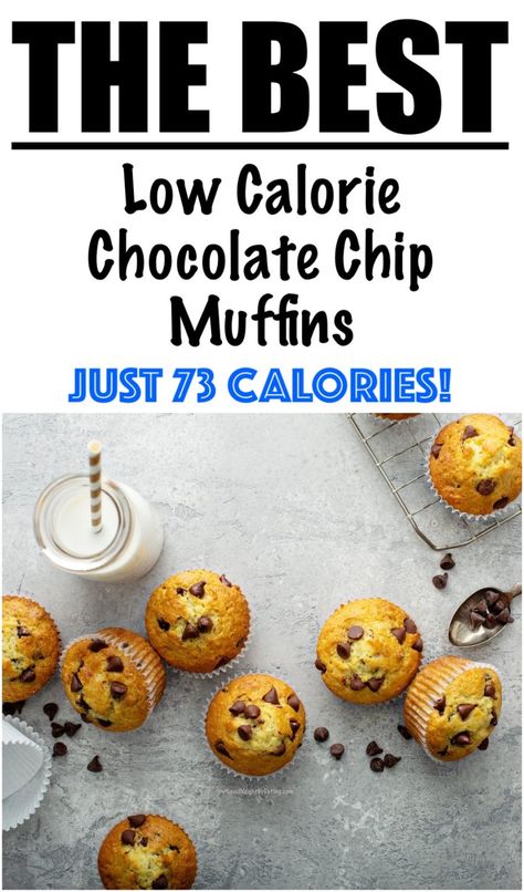 The BEST Chocolate Chip Muffin Recipe {LOW CALORIE} Recipes For Muscle Gain, Low Calorie Muffins, Low Calorie Sweets, Healthy Chocolate Chip Muffins, Recipe Low Calorie, Best Chocolate Chip Muffins, Low Calorie Baking, Chocolate Calories, Low Calorie Chocolate