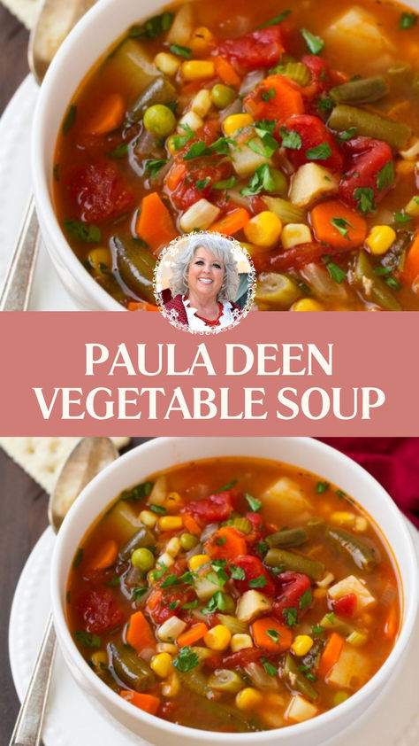 Paula Deen Vegetable Soup Quick Vegetable Soup Recipes, Best Vegetable Soup Recipes Ever, Paula Deen Green Beans, Vegetable And Bean Soup Recipes, Bean And Veggie Recipes, Vegetable Soup With Sweet Potatoes, Easy Veg Soup Recipes, Paula Deen New Year’s Day Soup, Vegetable Soup With Beans