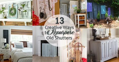 creative ways to repurpose old shutters - social media image Shutter Diy, Old Shutters Decor, Window Shutters Diy, Diy Interior Shutters, Shutters Decor, Old Wooden Shutters, Shutter Art, Shutter Crafts, Shutters Repurposed Decor