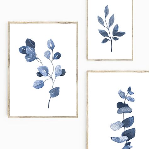 Set of 6 Indigo Blue Botanical Prints, Navy blue wall art, Navy Blue branches and leaves, Botany art, Botanical posters,Indigo blue decor Navy Blue Wall Art, Navy Blue Walls, Plant Wall Decor, Botanical Wall Decor, Botanical Print Set, Leaf Plant, Abstract Botanical, Watercolor Blue, Botanical Poster