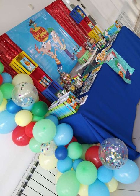 Phineas And Ferb Party Ideas, Phineas And Ferb Birthday Party, Phineas And Ferb Birthday, Phineas And Ferb Party, Birthday Baddie, Phineas E Ferb, Party Theme Decorations, 2nd Bday Ideas, Sixth Birthday