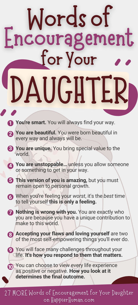 Messages of Love and Encouragement for Daughters Love My Daughter Quotes, Uppfostra Barn, Positive Affirmations For Kids, Mothers Love Quotes, My Children Quotes, Daughter Love Quotes, Parenting Knowledge, Strong Independent, Mom Life Quotes