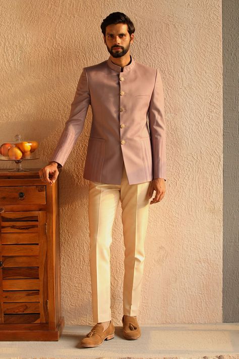 Shop for these amazing collections of Purple 100% Perennial Wool Kaleido Pintuck Bandhgala For Men by Philocaly online at Aza Fashions. Mens Outfit For Sisters Wedding, Prince Collar Suit For Men, Men’s Indian Fashion, Bandhgala Suit Men Engagement, Men Bandhgala Suits, Indian Mens Wedding Outfit, Prince Dress For Men, Rajputi Dress For Men, Indian Wedding Men Outfits